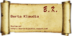 Berta Klaudia névjegykártya
